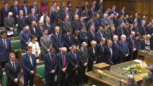 Members of the parliament stand for a minute’s silence after an attacker sowed terror in the heart of Westminster.(AFP Photo)