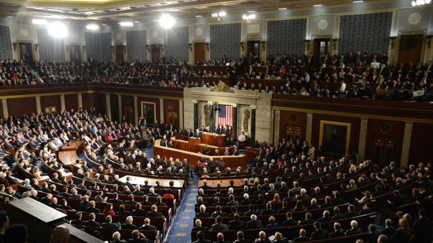 General view of the House of Representatives as US President Donald J. Trump delivers his address to a joint session of Congress, at the U.S. Capitol, in Washington, DC, February 28, 2017.(AFP Photo)