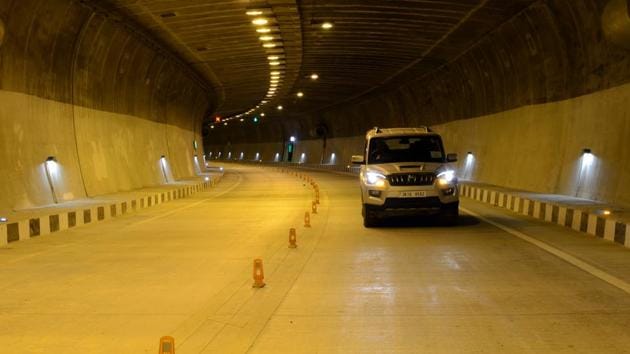 Dubbed an engineering marvel, A nine kilometre-long road tunnel in the state of Jammu & Kashmir between Chenani and Nashri will change the way the Kashmir valley connects with the rest of the country by road. (HT Photo) Dubbed an engineering marvel, A nine kilometre-long road tunnel in the state of Jammu & Kashmir between Chenani and Nashri will change the way the Kashmir valley connects with the rest of the country by road. (HT Photo)