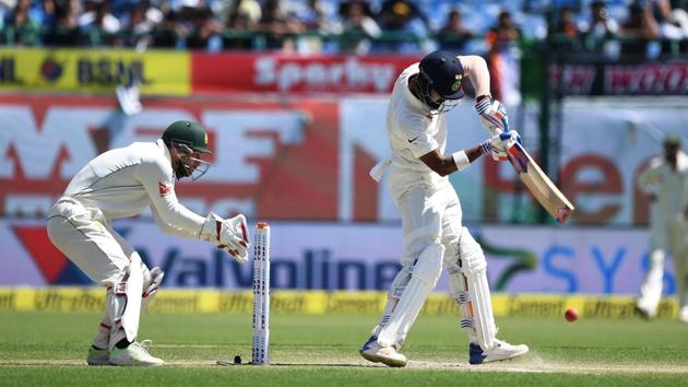 KL Rahul was unbeaten on 13 at stumps as India reached 19/0, needing 87 more to win the Test. (AFP) KL Rahul was unbeaten on 13 at stumps as India reached 19/0, needing 87 more to win the Test. (AFP)