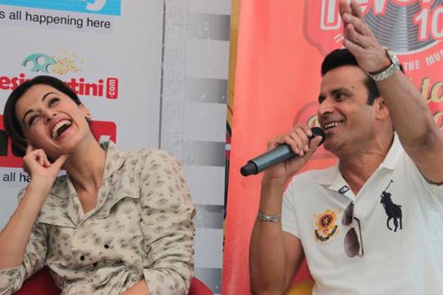 Taapsee Pannu was in splits when Manoj Bajpayee shared how he was made to dance in the film, Bewafaa (2005) while Akshay Kumar and Anil Kapoor’s job was to watch him do so. (SHIVAM SAXENA/HT PHOTO) 