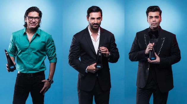 Shaan shows off his trophy of the Most Stylish Music Personality Male while John Abraham is all smiles after winning the Most Stylish Actor – Jury’s Choice. Karan Johar won in the Most Stylish Writer/Author category. (Aalok Soni/HT Photo) Shaan shows off his trophy of the Most Stylish Music Personality Male while John Abraham is all smiles after winning the Most Stylish Actor – Jury’s Choice. Karan Johar won in the Most Stylish Writer/Author category. (Aalok Soni/HT Photo)