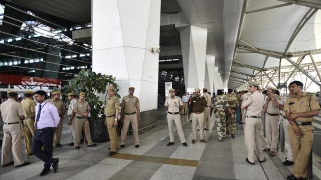 Heavy security at IGI airport on March 24, a day after MP Ravindra Gaikwad's return ticket to Pune was cancelled by domestic airlines in protest against his ‘slipper assault’ of an Air India official on Thursday. (Burhaan Kinu/HT FILE) Heavy security at IGI airport on March 24, a day after MP Ravindra Gaikwad's return ticket to Pune was cancelled by domestic airlines in protest against his ‘slipper assault’ of an Air India official on Thursday. (Burhaan Kinu/HT FILE)