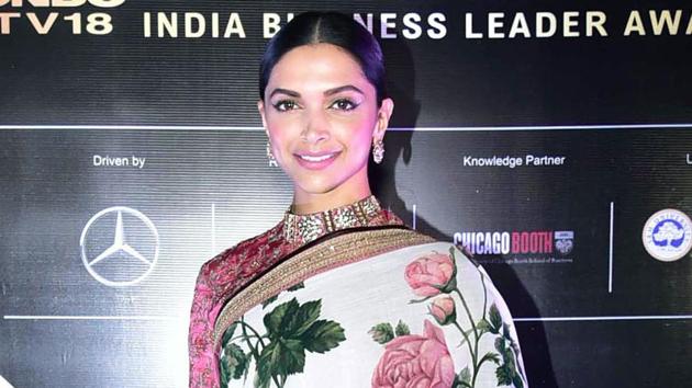 Deepika Padukone was spotted wearing a khadi floral-printed Sabyasachi Mukherjee sari at a recent event.(Yogen Shah)