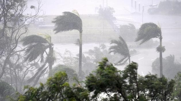 Cyclone Debbie hits Airlie Beach, located south of the northern Australian city of Townsville.(Reuters Photo) Cyclone Debbie hits Airlie Beach, located south of the northern Australian city of Townsville.(Reuters Photo)