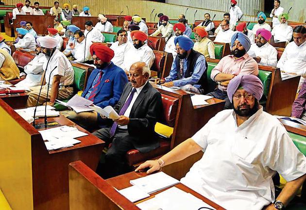 Chief minister Amarinder Singh attending the assembly session in Chandigarh on Tuesday. (Keshav Singh/HT) Chief minister Amarinder Singh attending the assembly session in Chandigarh on Tuesday. (Keshav Singh/HT)