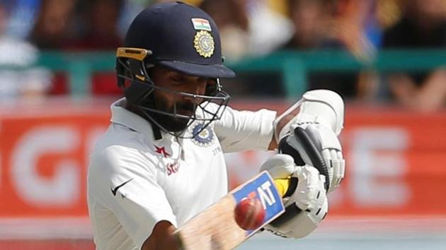 Indian cricket team captain Ajinkya Rahane plays a shot. (REUTERS)