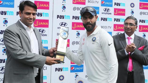 Ravindra Jadeja was the man of the match for the fourth India vs Australia Test in Dharamsala. (BCCI) 
