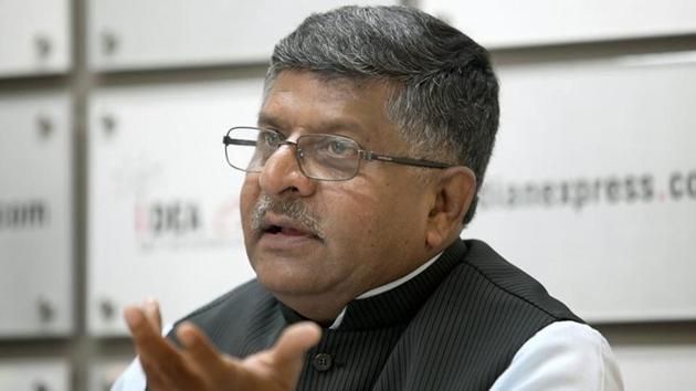 Ravi Shankar Prasad, Minister of telecom at the Indian Express idea exchange in Noida on August 14th 2015. Express photo by Ravi Kanojia.