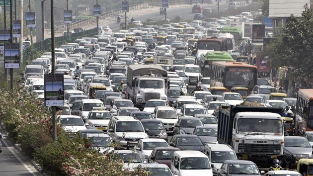 As per the government rules there would be an all India roll-out of BS-IV fuel from April 1 onwards. The environment pollution control authority says the objective behind having a cleaner fuel technology would not be achieved if the old technology vehicles continue to flood the market.(Mohd Zakir/ Hindustan Times)