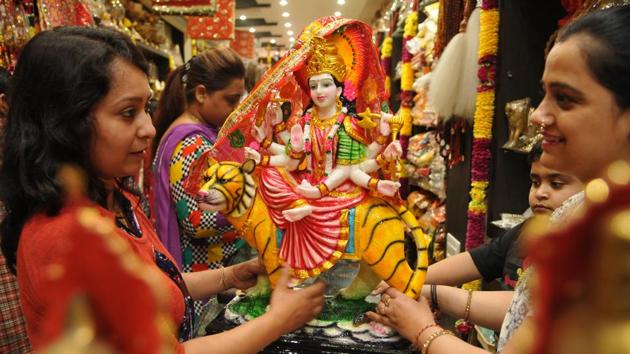 Chaitra Navaratri, nine-day Hindu festival is celebrated in honour of Goddess Durga. (Pardeep Pandit/HT Photo)