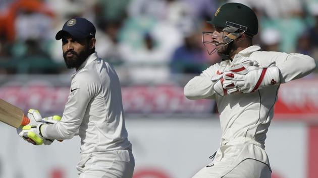 Ravindra Jadeja and Matthew Wade were tangled in a war of words during the fourth Test match in Dharamsala. (AP) Ravindra Jadeja and Matthew Wade were tangled in a war of words during the fourth Test match in Dharamsala. (AP)