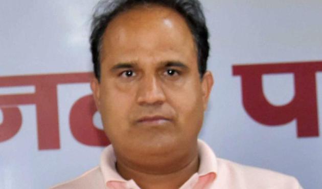 AAP MLA from Bawana Ved Prakash who joined the BJP on Monday. (PTI) AAP MLA from Bawana Ved Prakash who joined the BJP on Monday. (PTI)