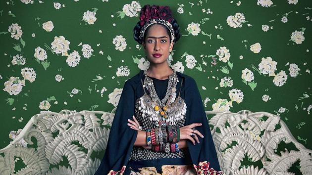 Frida on White Bench, (Lisa Haydon); Rohit Chawla, Archival pigment print; 2011(Photo courtesy: Tasveer)