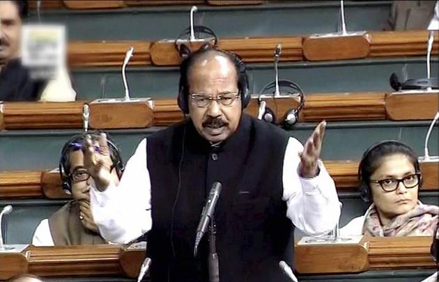 Congress leader Veerappa Moily speaks in the Lok Sabha in New Delhi on Thursday.(PTI)