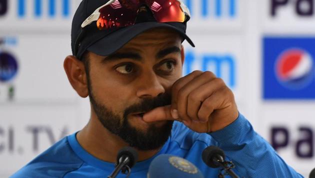 Virat Kohli speaks during the post-match press conference in Dharamsala.(AFP)