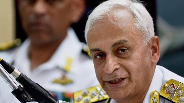 Navy chief admiral Sunil Lanba addresses the media during the de-induction of India's long range maritime patrol aircraft, TU-142M, at the INS Rajali Naval Air Station in Arakkonam on Wednesday. (PTI Photo) Navy chief admiral Sunil Lanba addresses the media during the de-induction of India's long range maritime patrol aircraft, TU-142M, at the INS Rajali Naval Air Station in Arakkonam on Wednesday. (PTI Photo)