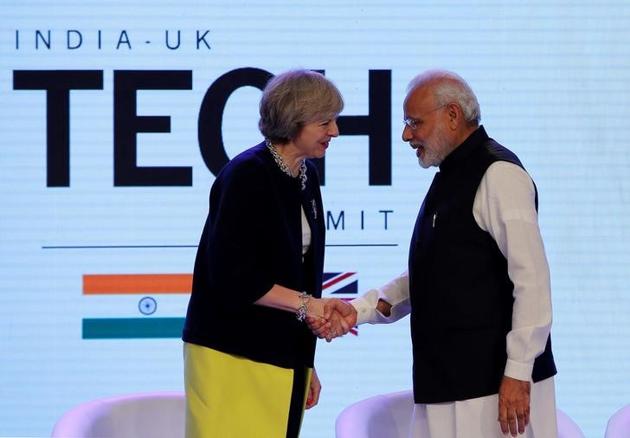 British Prime Minister Theresa May and Prime Minister Narendra Modi in New Delhi in November 2016.(Reuters File)