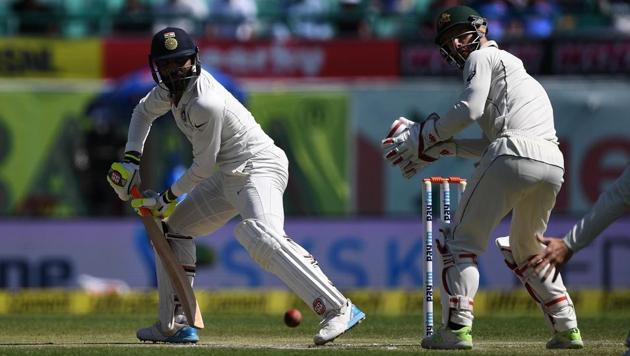 Ravindra Jadeja and wicketkeeper Matthew Wade exchanged words during the India vs Australia Dharamsala Test. (AFP) Ravindra Jadeja and wicketkeeper Matthew Wade exchanged words during the India vs Australia Dharamsala Test. (AFP)