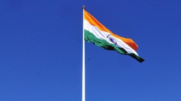 Ever since its inauguration on March 5, the flag has been replaced thrice after high speed winds caused it to tear apart. (HT File Photo)