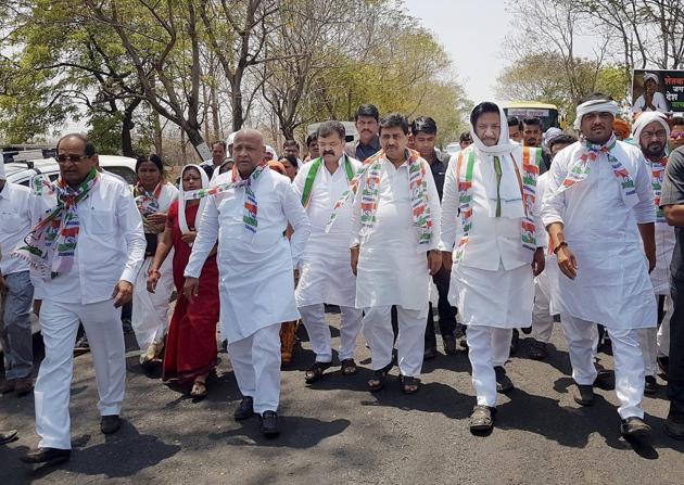 Congress and NCP leaders during the first phase of Sangharsh Yatra in Nagpur last month. (PTI) Congress and NCP leaders during the first phase of Sangharsh Yatra in Nagpur last month. (PTI)
