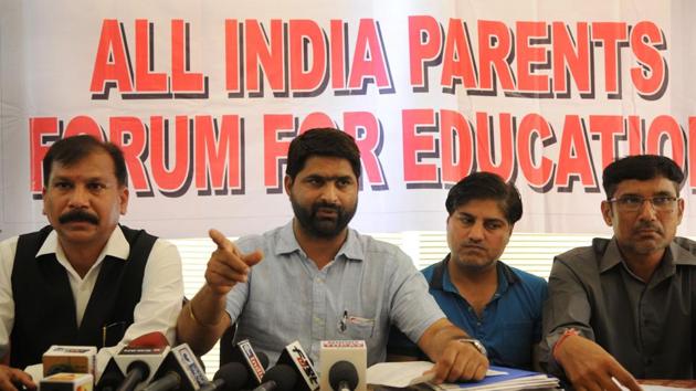 Around 5,000 parents of children studying in 40 schools in Gurgaon will hold a protest at Jantar Mantar, according to the The All India Parents Forum for Education. (Parveen Kumar/HT Photo) Around 5,000 parents of children studying in 40 schools in Gurgaon will hold a protest at Jantar Mantar, according to the The All India Parents Forum for Education. (Parveen Kumar/HT Photo)