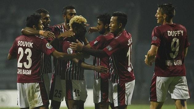 Being one of the main contenders for the I-League title, Mohun Bagan will need to negotiate a hectic season run-in. (Hindustan Times via Getty Images) Being one of the main contenders for the I-League title, Mohun Bagan will need to negotiate a hectic season run-in. (Hindustan Times via Getty Images)
