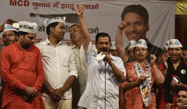 Delhi chief minister Arvind Kejriwal addressed a rally at Burari, his first for the April 23 MCD polls. (Vipin Kumar/HT Photo) Delhi chief minister Arvind Kejriwal addressed a rally at Burari, his first for the April 23 MCD polls. (Vipin Kumar/HT Photo)