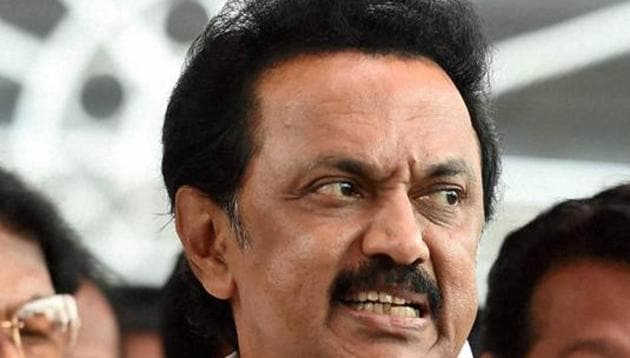 DMK leader MK Stalin says his party will start protests if Hindi is ‘imposed’ on Tamil Nadu.(PTI file photo)