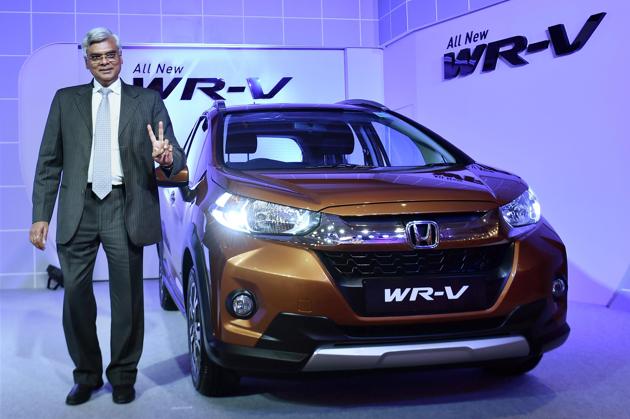 Senior Vice President, Honda Cars India, Sales and Marketing, Jnaneswar Sen at the launch of WR-V during a press conference in Chennai.(PTI)