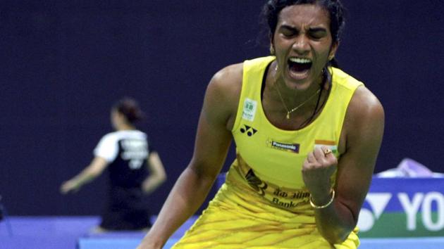 PV Sindhu celebrates her win over Saina Nehwal in the quarterfinals of the India Open Super Series badminton tournament at the Siri Fort Sports Complex in New Delhi on Friday. (PTI) PV Sindhu celebrates her win over Saina Nehwal in the quarterfinals of the India Open Super Series badminton tournament at the Siri Fort Sports Complex in New Delhi on Friday. (PTI)