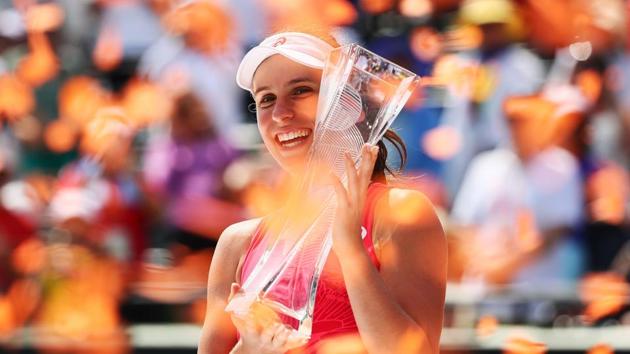 Johanna Konta achieved her first WTA title as she beat Caroline Wozniacki to clinch the Miami Open title. (AFP) Johanna Konta achieved her first WTA title as she beat Caroline Wozniacki to clinch the Miami Open title. (AFP)