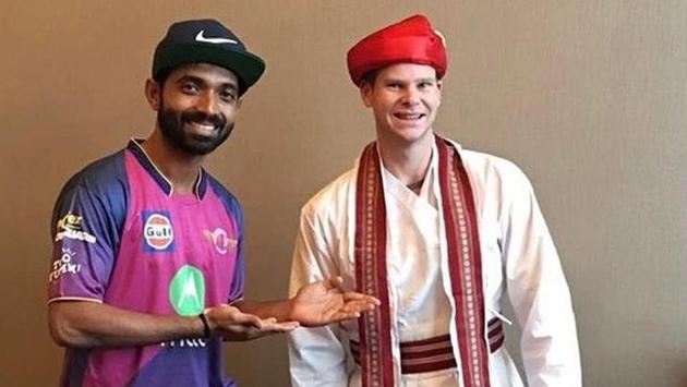 Ajinkya Rahane with Rising Pune Supergiant (RPS) captain Steve Smith ahead of Indian Premier League (IPL ) 2017. (Twitter) Ajinkya Rahane with Rising Pune Supergiant (RPS) captain Steve Smith ahead of Indian Premier League (IPL ) 2017. (Twitter)