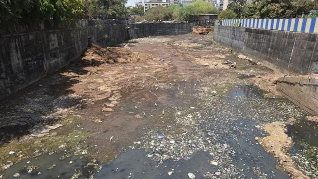 Waste from the Sanjay Gandhi National Park is discharged into the Dahisar river. This waste ends up in the Arabian Sea. (Pratham Gokhale/HT Photo)
