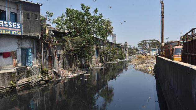 The Malvani nullah also presents a dirty picture. (Pratham Gokhale/HT Photo)