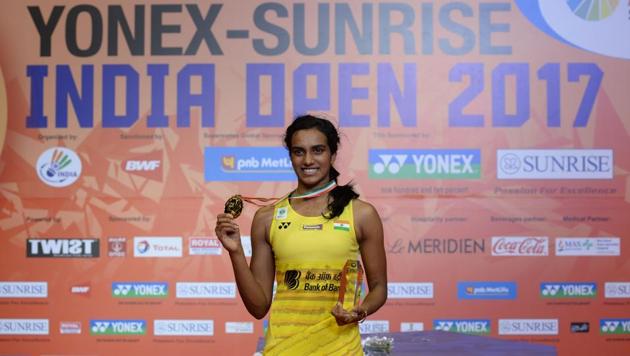 India's PV Sindhu poses with a gold medal after winning her women's singles final badminton match against Spain's Carolina Marin at the Yonex-Sunrise India Open 2017 tournament in New Delhi on April 2, 2017 (AFP) India's PV Sindhu poses with a gold medal after winning her women's singles final badminton match against Spain's Carolina Marin at the Yonex-Sunrise India Open 2017 tournament in New Delhi on April 2, 2017 (AFP)