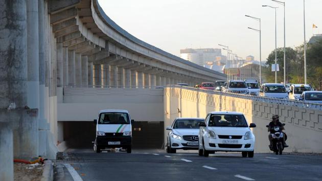 The 1.2-km-long underpass was opened on Sunday. (Parveen Kumar/HT PHOTO) The 1.2-km-long underpass was opened on Sunday. (Parveen Kumar/HT PHOTO)