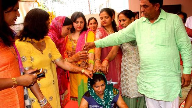 Sakshi Malik had gotten engaged to Kadian in October, immediately after winning a historic bronze medal in the 2016 Rio Olympics. (MANOJ DHAKA/HINDUSTAN TIMES)