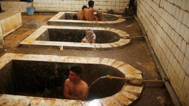 The elegant hotels at the spa are now shuttered or bombed out because Islamic State fighters used to live there.  (Suhaib Salem/REUTERS) 