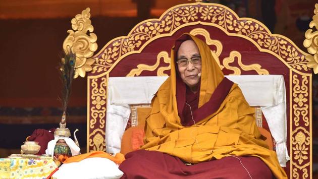 Exiled Tibetan spiritual leader the Dalai Lama delivers religious teachings to Buddhist followers at the Buddha Stadium in Bomdila in India's north-eastern state of Arunachal Pradesh state on April 5, 2017. (Biju BORO / AFP)