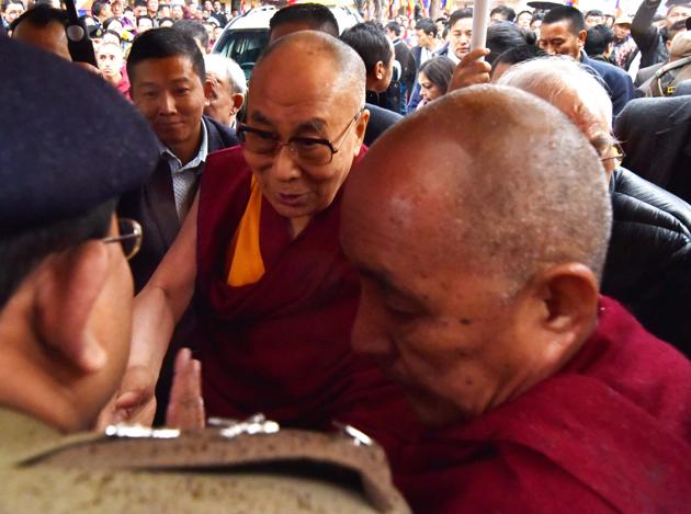 Exiled Tibetan spiritual leader the Dalai Lama meets Buddhist followers at the Thubchog Gatsel Ling Monastery in Bomdila . (Biju BORO / AFP)