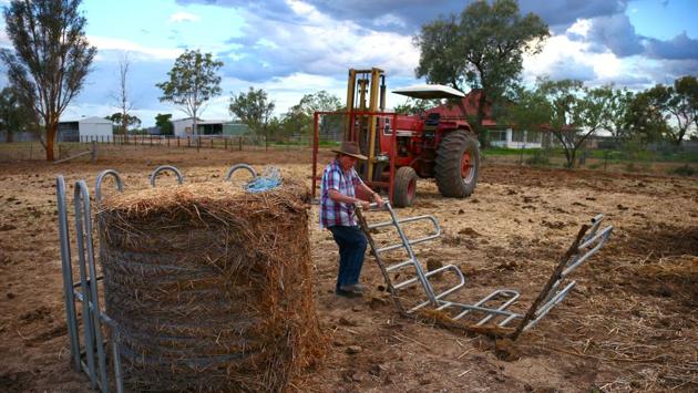May McKeown drags a metal grate on her farm. Working alone in a male-dominated field like farming has also raised some eyebrows over the years. (David Gray/REUTERS) May McKeown drags a metal grate on her farm. Working alone in a male-dominated field like farming has also raised some eyebrows over the years. (David Gray/REUTERS)