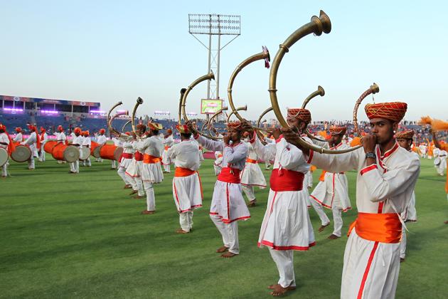 Artists perform to traditional beats at the MCA Stadium. (BCCI) Artists perform to traditional beats at the MCA Stadium. (BCCI)