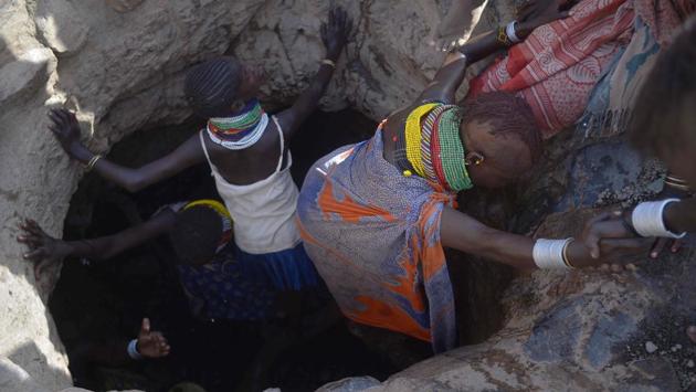 Five years after the discovery of oil, and four since a giant aquifer was found, drought has struck again, shattering the dreams of a different future for Turkana, a bone dry region of dust and stone. (TONY KARUMBA / AFP) Five years after the discovery of oil, and four since a giant aquifer was found, drought has struck again, shattering the dreams of a different future for Turkana, a bone dry region of dust and stone. (TONY KARUMBA / AFP)