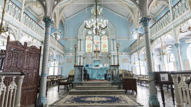 The architecture of Knesset Eliyahoo Synagogue sees Victorian and Gothic features, along with a few Neo-Classical features(Aalok Soni/HT Photo)