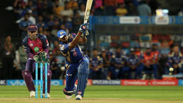 Kieron Pollard of Mumbai Indians plays a shot. (BCCI)