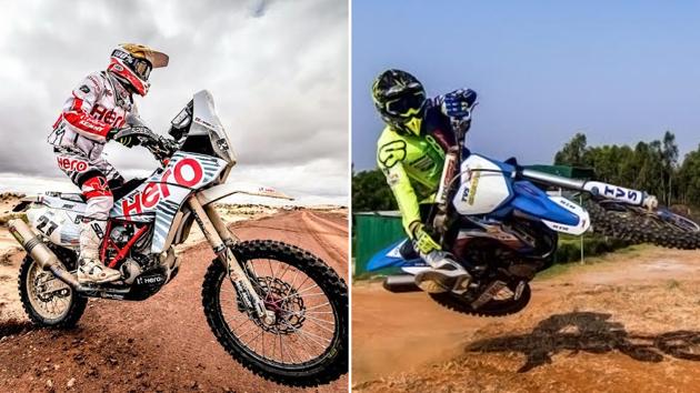 Hero Motosports may have the more seasoned rider in Joaquim “J-Rod” Rodrigues but that advantage could get negated on the fast but unstable dunes around Jaisalmer because of TVS Racing’s enduro bikes.(HT Photo)