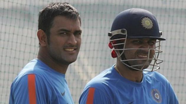 MS Dhoni (L) and Virender Sehwag (R) both have happy memories at the Holkar Stadium in Indore, and will be keen to hit the old high note during the Kings XI Punjab vs Rising Pune Supergiants IPL 2017 T20 match on Saturday.(Hindustan Times via Getty Images) MS Dhoni (L) and Virender Sehwag (R) both have happy memories at the Holkar Stadium in Indore, and will be keen to hit the old high note during the Kings XI Punjab vs Rising Pune Supergiants IPL 2017 T20 match on Saturday.(Hindustan Times via Getty Images)