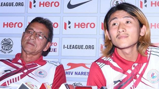 Mohun Bagan coach Sanjoy Sen with Katsumi Yusa at a press conference ahead of the derby in Siliguri. (AIFF) Mohun Bagan coach Sanjoy Sen with Katsumi Yusa at a press conference ahead of the derby in Siliguri. (AIFF)