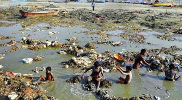 A view of the Ganga, the holy river is one of the most polluted rivers in the country.(AFP Photo)